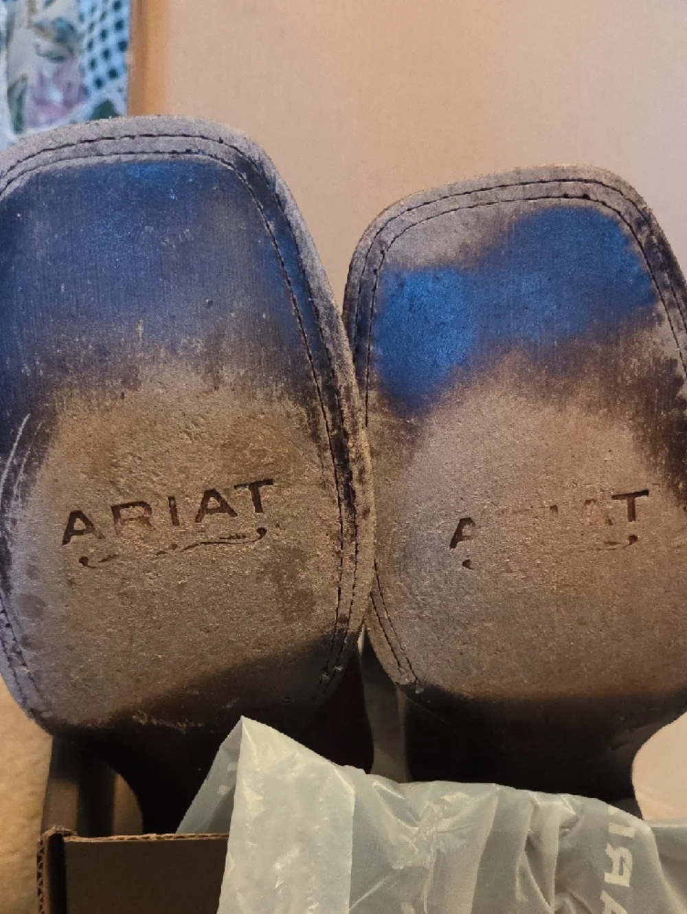 Ariat Brown Leather Square-Toe Western Boots - Picture 2 of 7